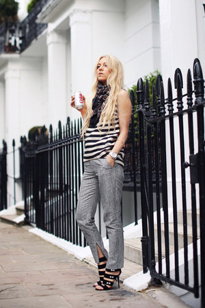 white stripy whistles top - silver silver Topshop pants