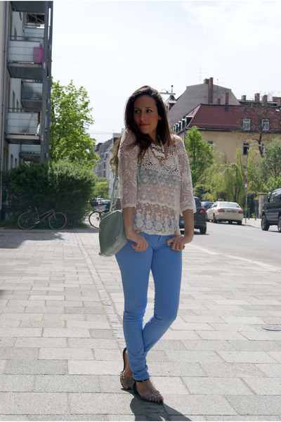 sky blue sweater outfit