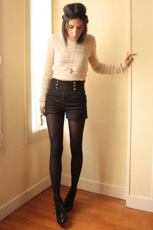 silver les jumelles necklace - black Topshop shoes - beige H&M sweater
