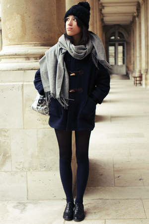 gray The Kooples sweater - black Topshop shoes - blue Guerissol coat