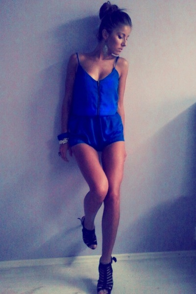 blue silk romper