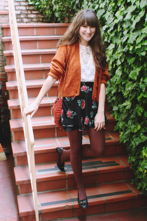 vintage bag - vintage skirt - thrifted blouse - thrifted cardigan