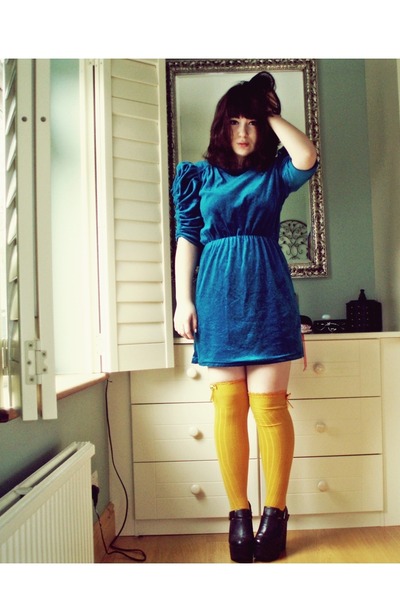Blue Velvet Vintage Dresses Black Jeffrey Campbell Boots Blue Velvet Vintage Dress Black Jeffrey Campbell Boots
