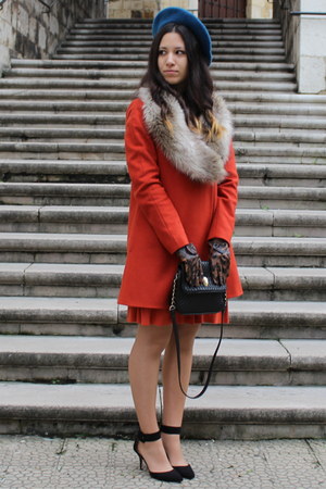 burnt orange coat zara