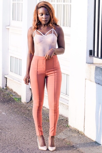 bodysuit with high waisted pants