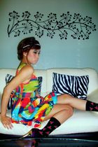 black floral midcalf Betsey Johnson socks - purple Shiek shoes