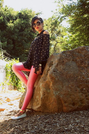 gold french tip yaya flats - bubble gum neon 7Senses leggings