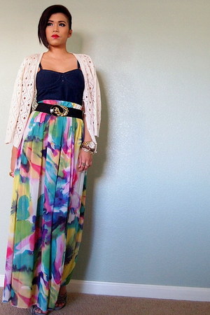 magenta Love skirt - navy denim energie top