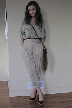 Zara pants - Zara blouse - H&M  DIY fur tail purse - Michael Kors shoes
