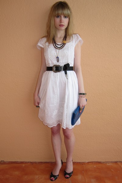White Eyelet Dress with Belt