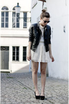 leather Zara jacket - Zara skirt - Zara blouse