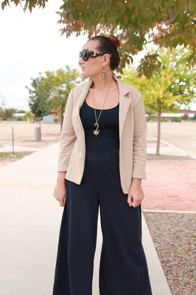 navy jumpsuit with blazer