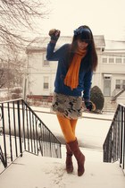 blue Express sweater - gold Target scarf - off white Anthropologie skirt - gold 