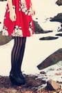 Ruby-red-anthropologie-dress-black-urban-outfitters-tights-black-steve-madde