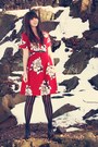 Ruby-red-anthropologie-dress-black-urban-outfitters-tights-black-steve-madde