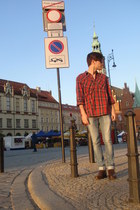 dark brown Zara boots - denim jeans Zara jeans - flannel shirt vintage shirt - R