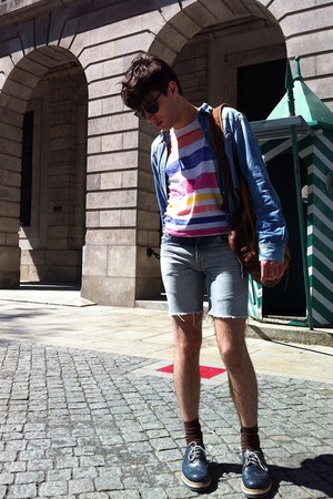 light blue ombre DIY shorts - blue denim H&M shirt - pastels Zara shirt