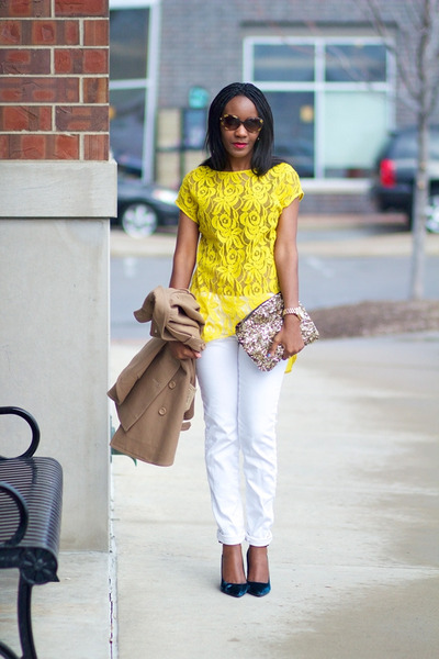 yellow lace top zara