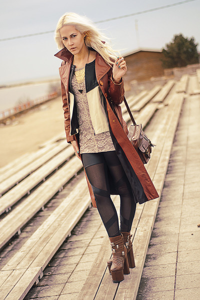 Zara Jackets, Beige Lace H&M Dresses, Burnt Orange Leather Coats