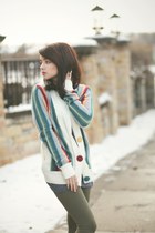 hunter green H&M leggings - gray H&M dress - Forever 21 sweater