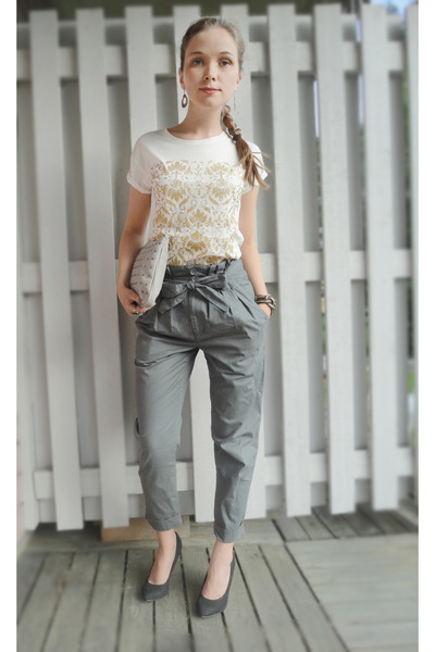 Dark Khaki Only Pants White Gina Tricot Ts Shirts Gray Din Dark Khaki Only Pants White Gina Tricot T Shirt Gray Din Sko