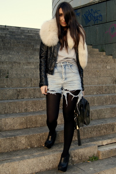 Black Leather Zara Jackets Periwinkle Denim Diy Shorts Cream Black Leather Zara Jacket Curve Asos Wedges Camel Fur Collar Vintage A