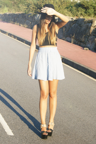 black bruners Report Signature shoes - light blue Nasty Gal skirt