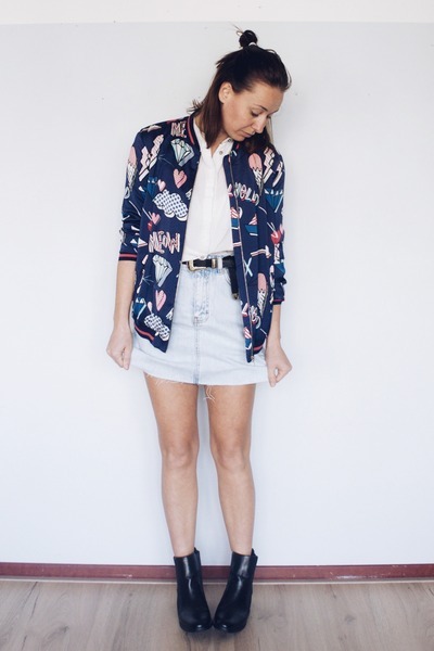 zara navy bomber jacket