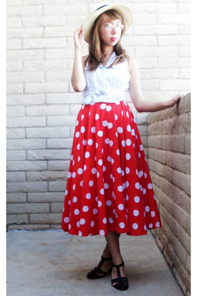 red polka dot skirts
