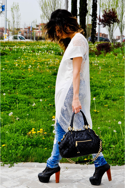 lita Jeffrey Campbell shoes - evil twin dress - destroyed Zara jeans - stam Marc