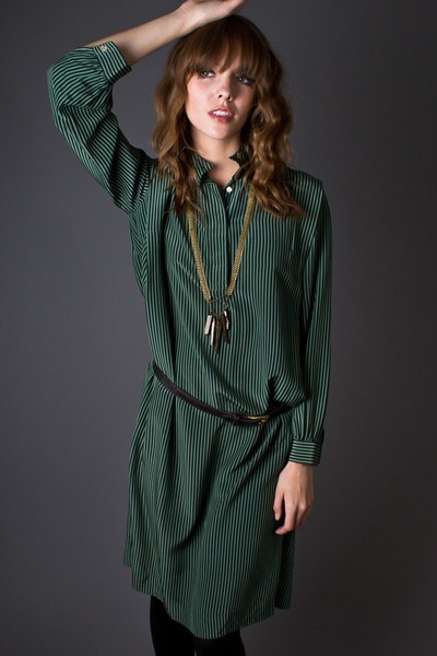 dark green shirt dress