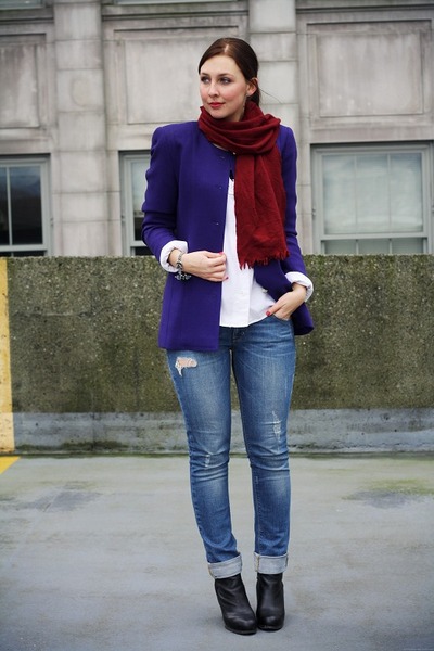purple blazer outfit