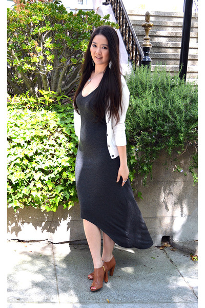 high neck dress with cardigan