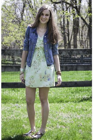 aquamarine BeBop dress - sky blue J Crew jacket - gold AMuse Me Boutique sandals