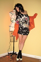 black Urban Outfitters dress - beige Topshop shoes - orange Guess jacket