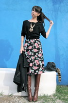 black H&M sweater - brown Fendi boots - pink Urban Outfitters dress