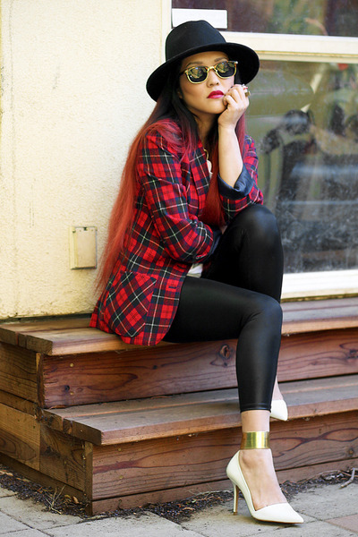 Fashion Sites  Nasty  on Nastygal Hat Tartan Vintage Pendleton Blazer Thrifted Shirt Zara Heels