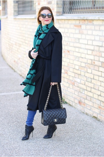 Black Max Mara Coats Green Jucca Scarves Chanel Bags Black Max Mara Coat Green Jucca Scarf Chanel Bag