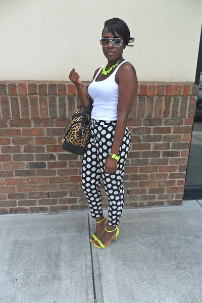 white tank top with black polka dots