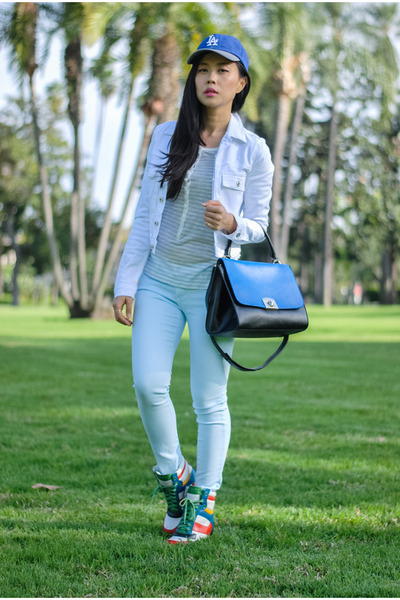 white pants jean jacket