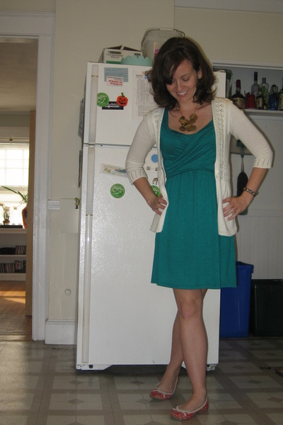 green dress cardigan