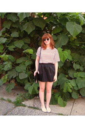 brown sunglasses - red thrift t-shirt - black American Apparel skirt - black pur