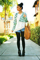 black Ebay shoes - aquamarine cropped H&M jacket