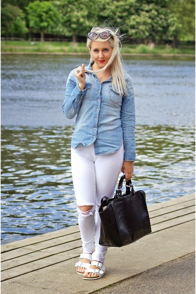 birkenstock arizona white flat sandals