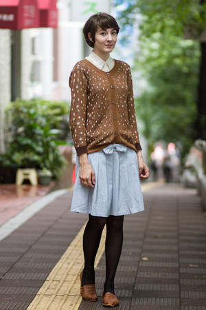 Syrup sweater , Japan skirt , vintage flats , fawning , Syrup Sweater , Japan Skirt