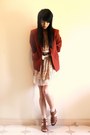 Light-pink-clubcouture-dress-maroon-vintage-blazer-brown-novo-wedges-off-w