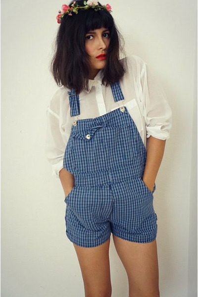 blue plaid overalls