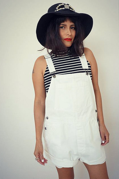 white overall romper