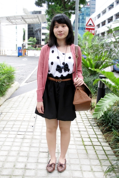 White H&M Tops, Black Little Red Heels Shorts, Pink Cardigans ...