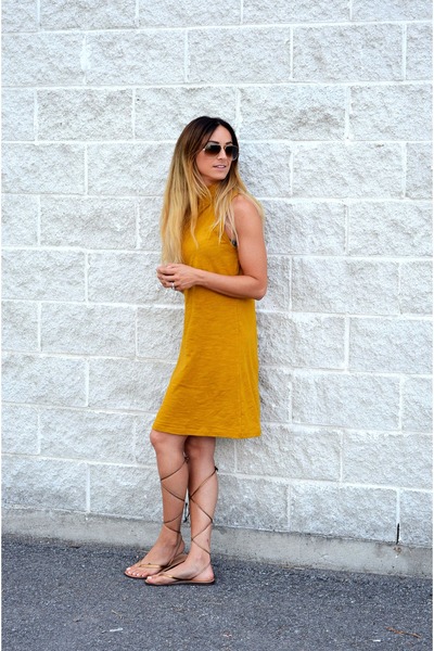 mustard gladiator sandals
